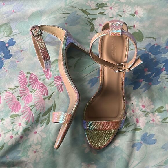 J Crew Iridescent Textured Ankle Strap Heels - Picture 9 of 9